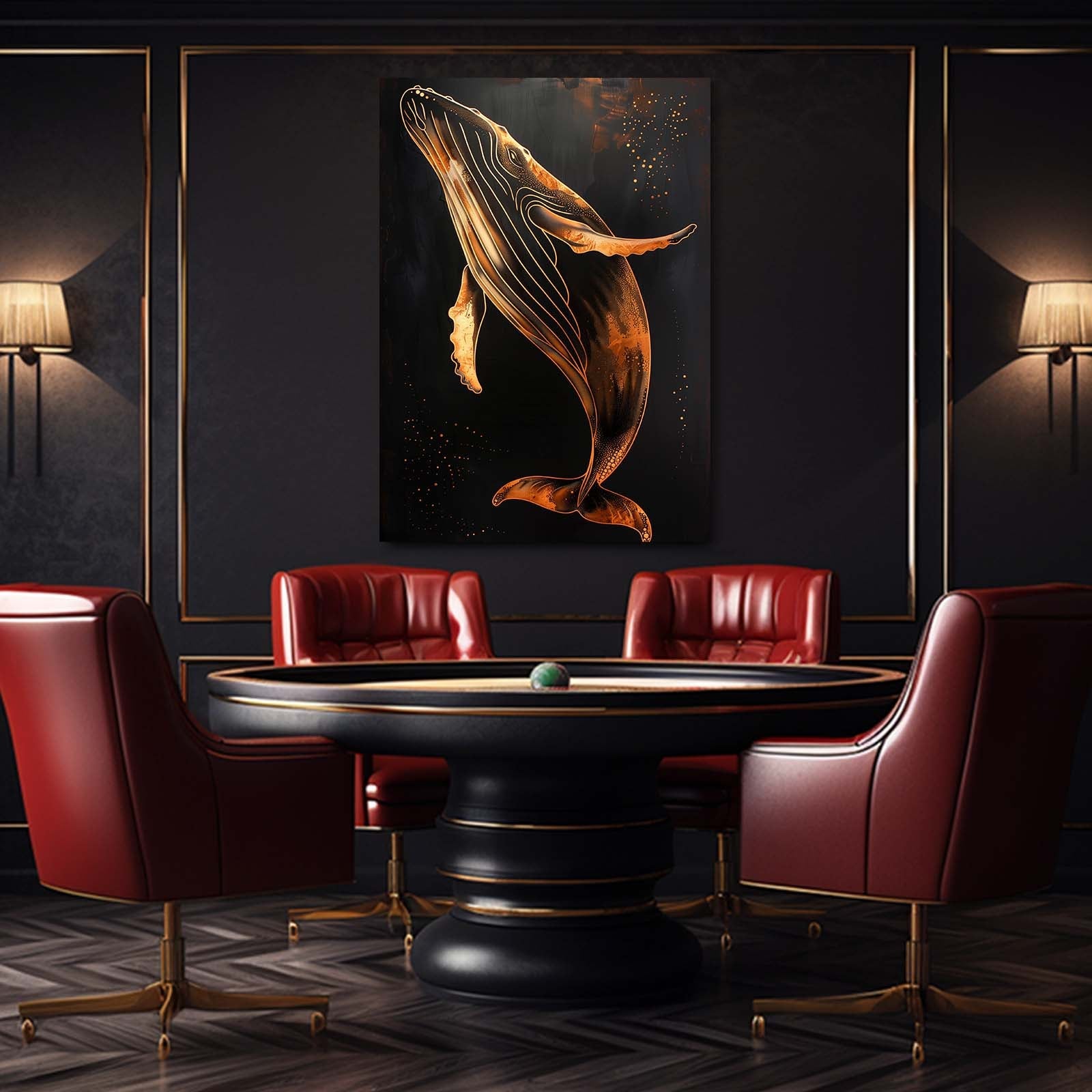 Beautiful Golden Whale Art