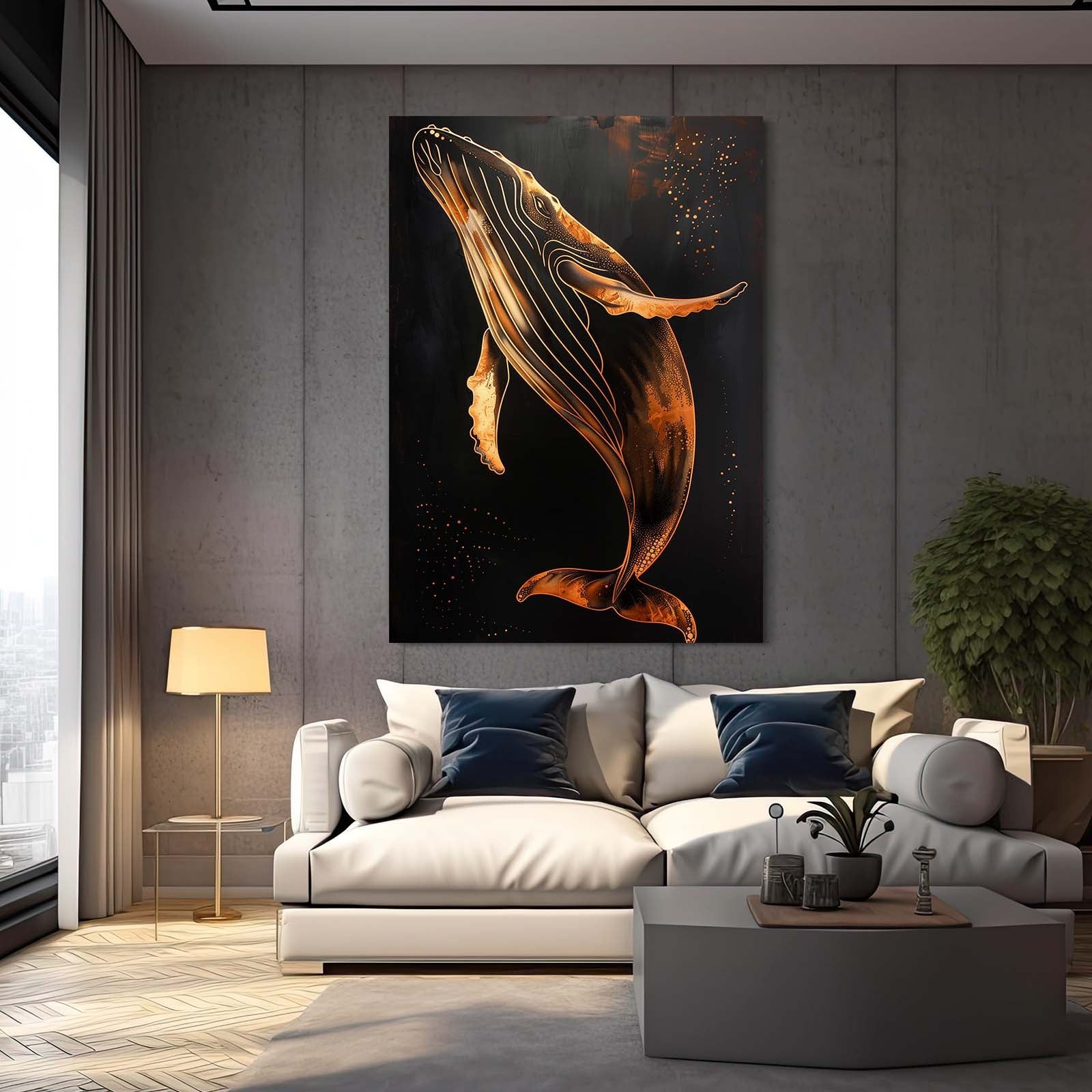 Beautiful Golden Whale Art