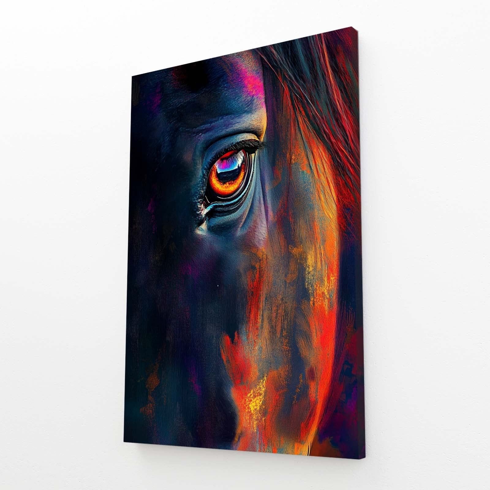 Beautiful Horse Wall Art – angled canvas view on white background