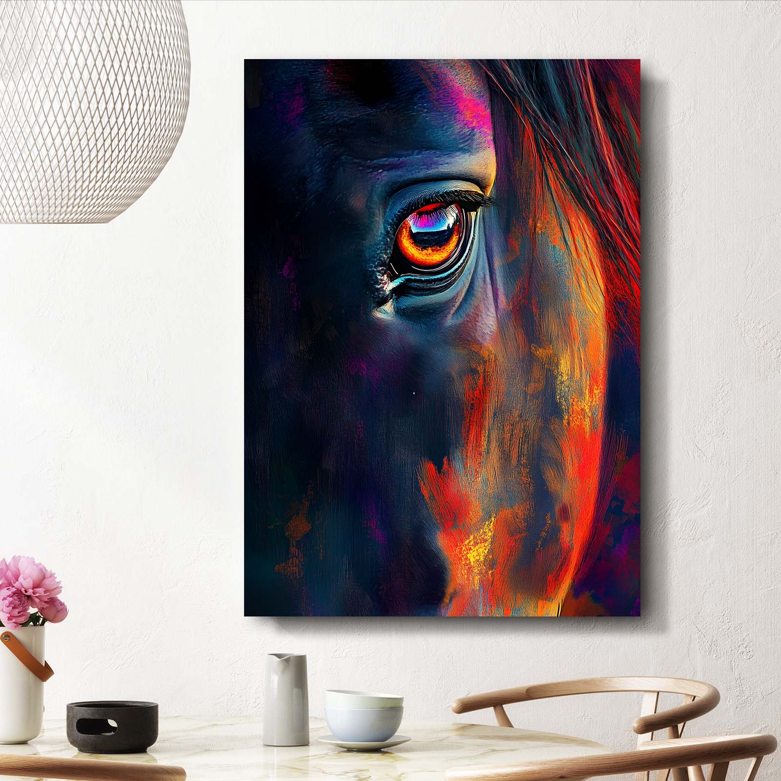Beautiful Horse Wall Art – angled canvas view on white background
