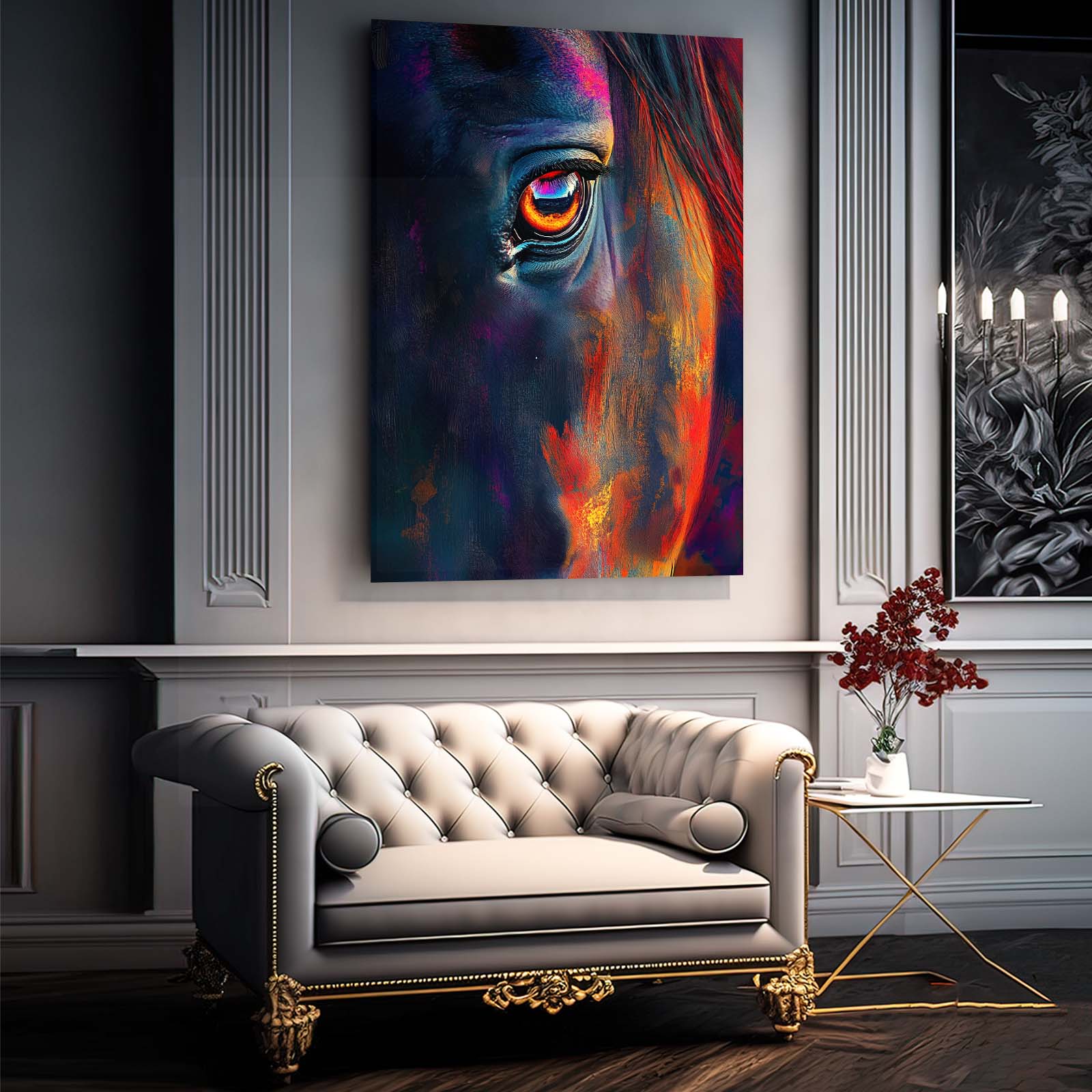 Beautiful Horse Wall Art – angled canvas view on white background