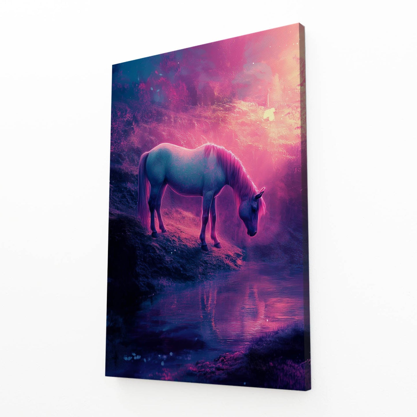 Bedroom Horse Art – angled canvas view on white background