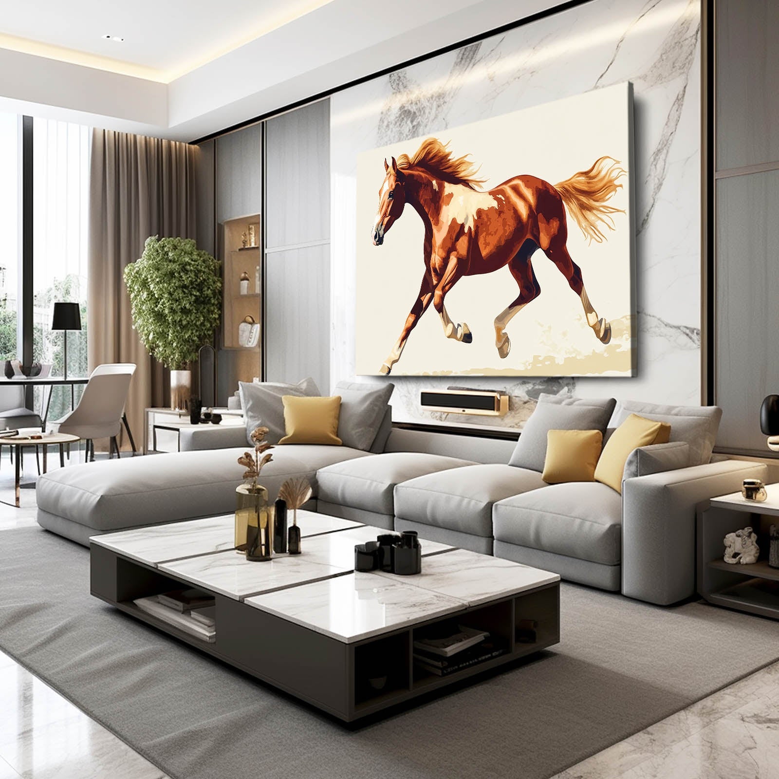 Bedroom Horse Wall Art – angled canvas view on white background