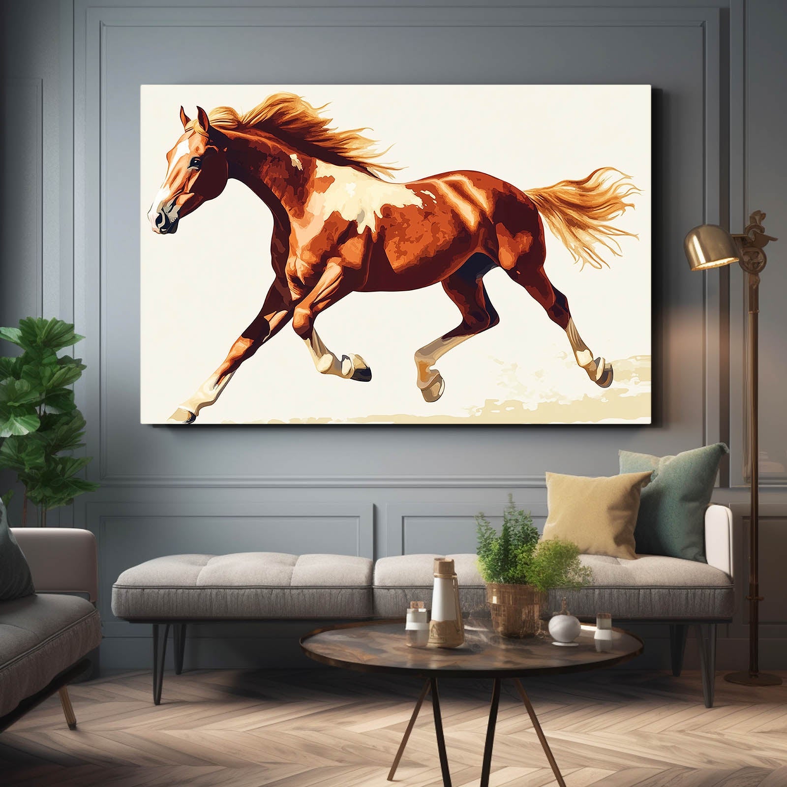 Bedroom Horse Wall Art – angled canvas view on white background
