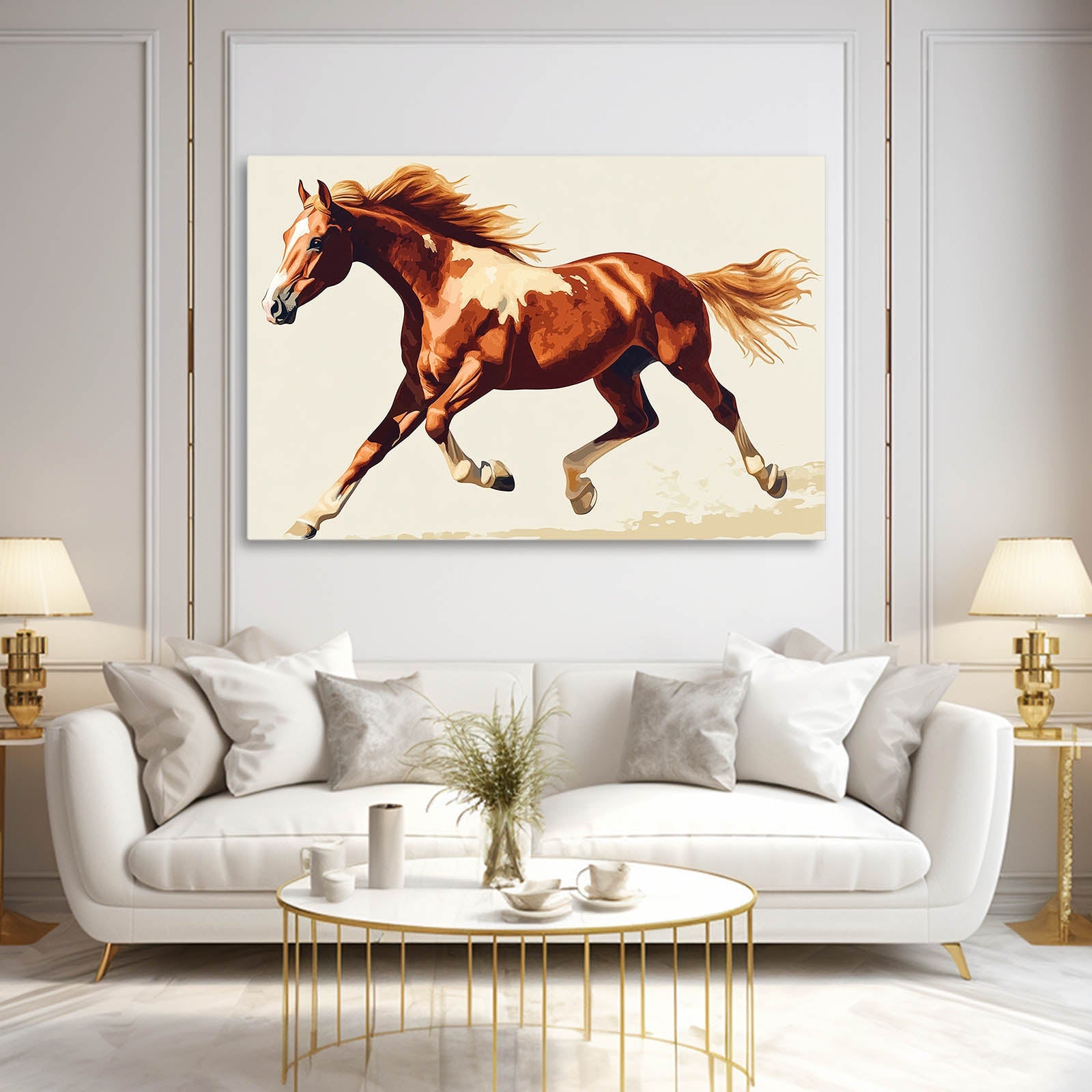 Bedroom Horse Wall Art – angled canvas view on white background