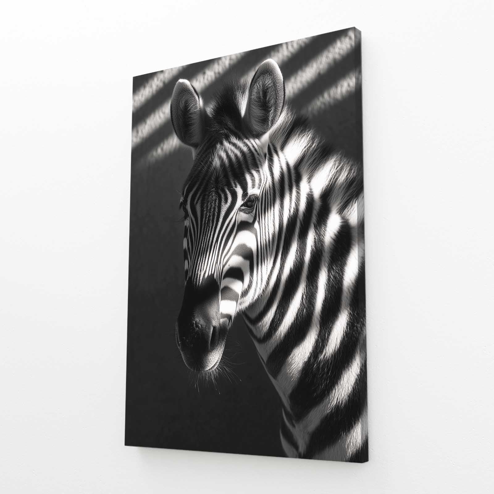 Bedroom Zebra Canvas – angled canvas view on white background