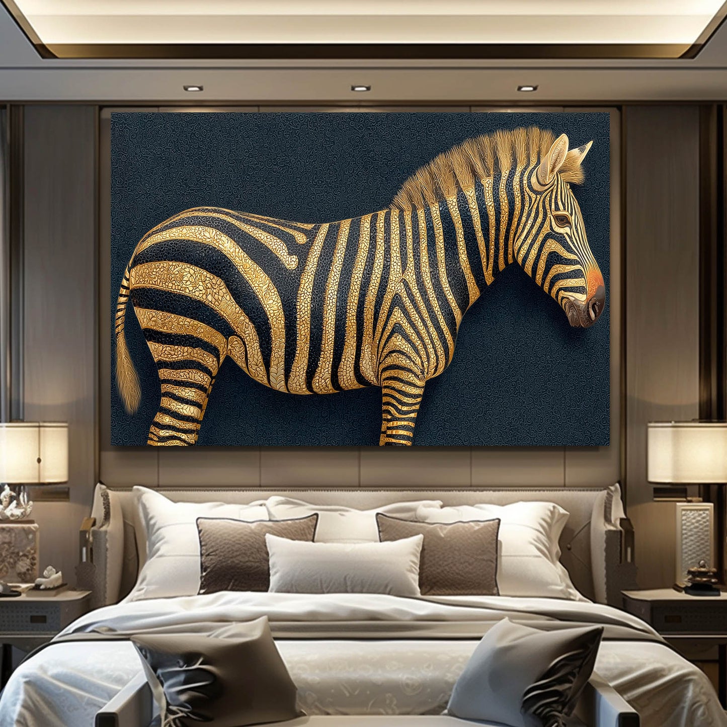 Bedroom Zebra Prints – styled in a furnished interior