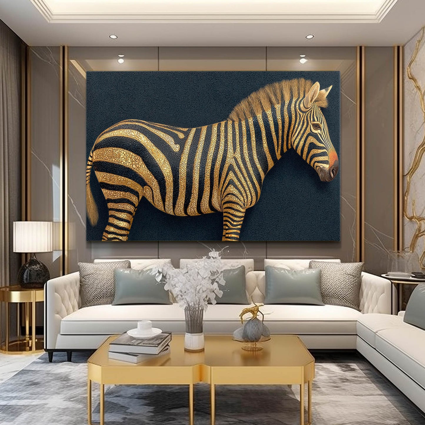Bedroom Zebra Prints – styled in a furnished interior