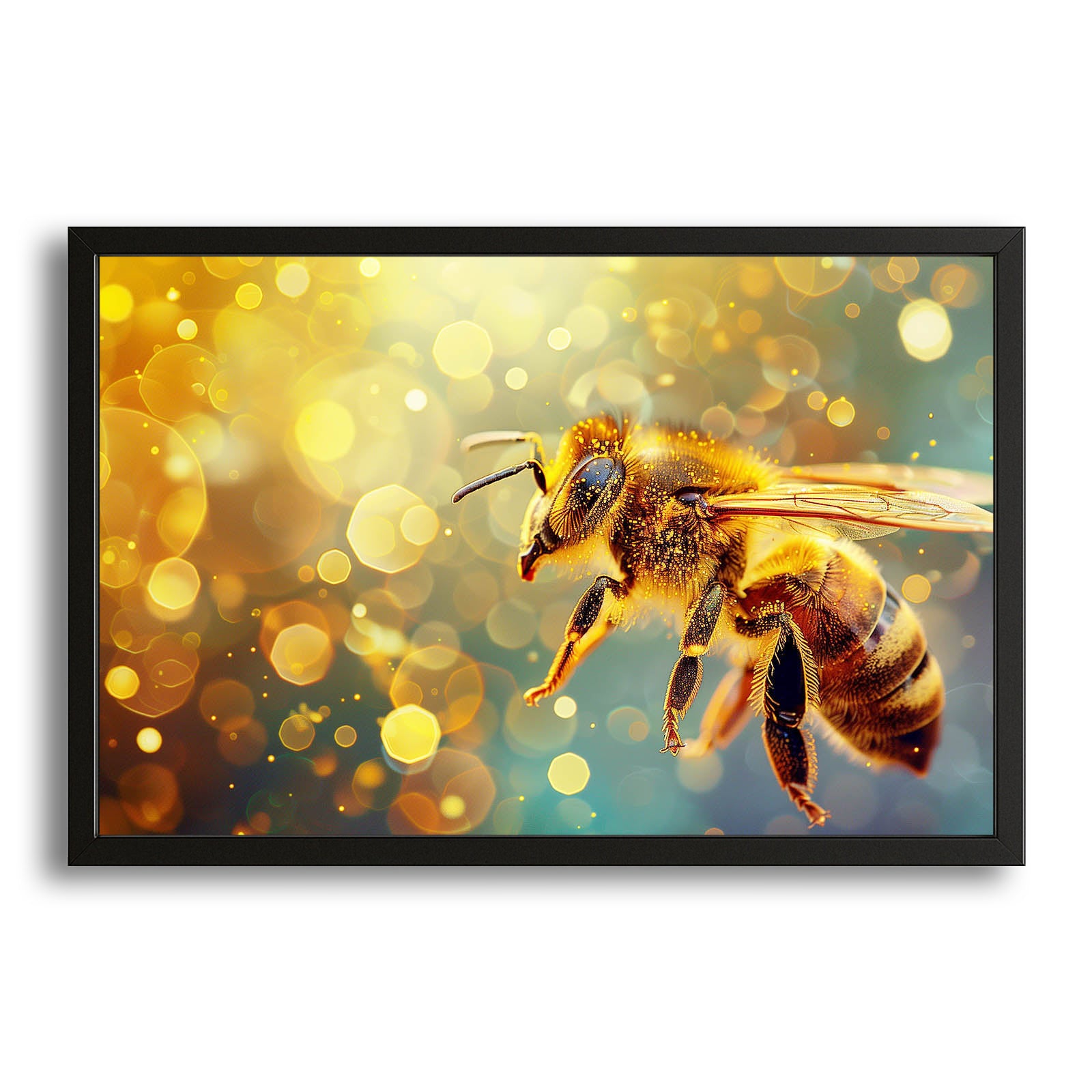 Bee In Golden Aura Art – canvas print on white background