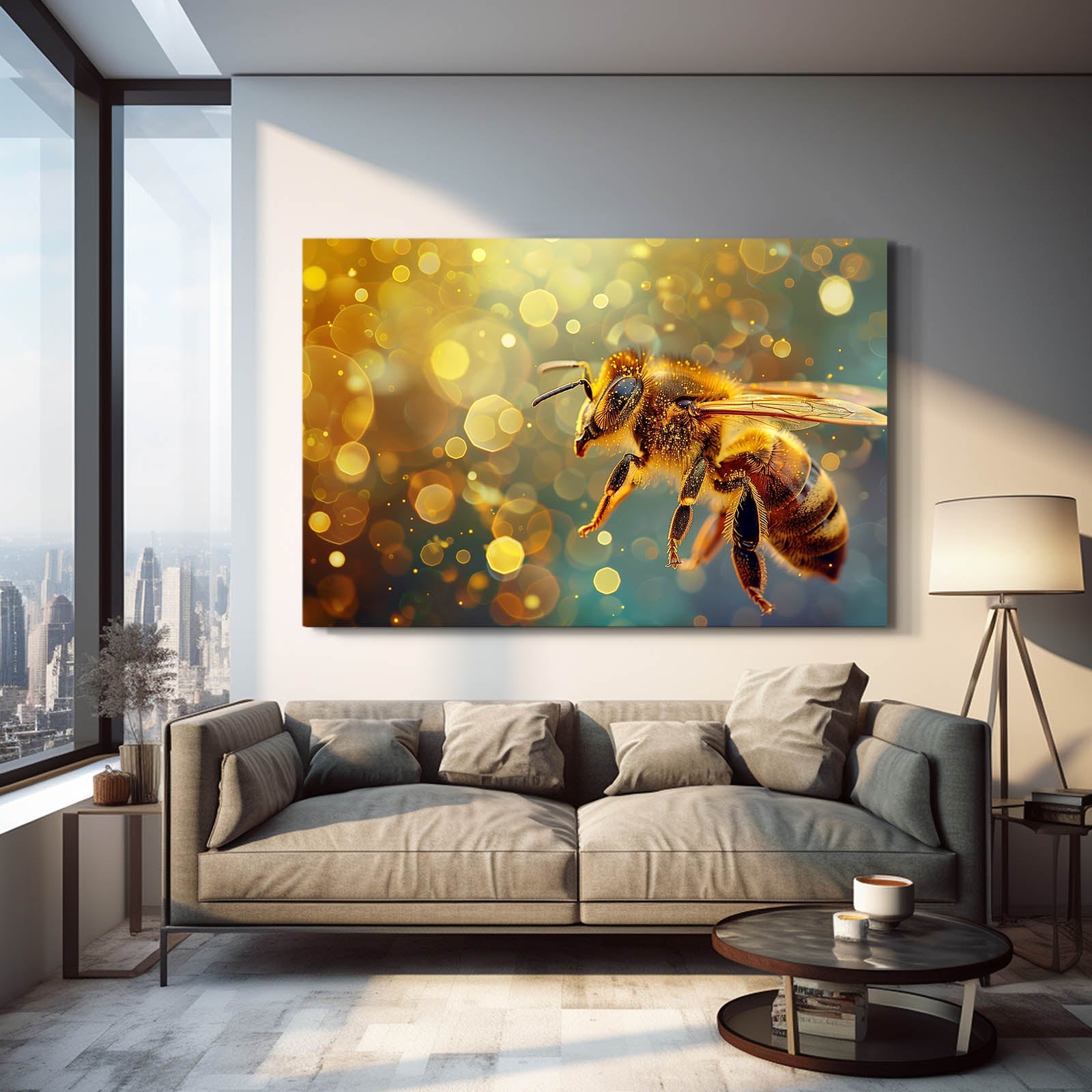 Bee In Golden Aura Art