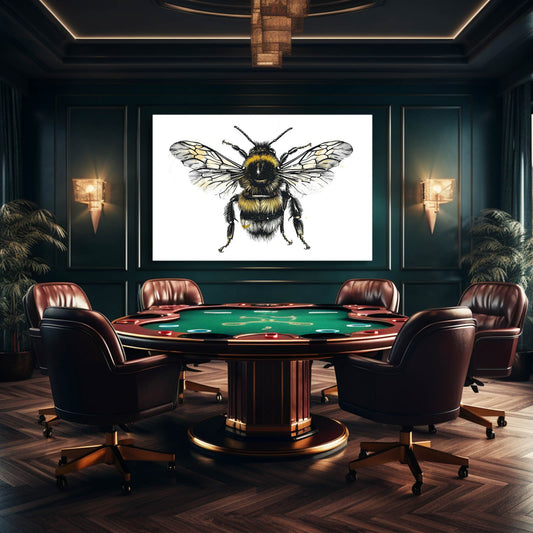 Bee Ink Drawing Art — black and white canvas print in white tones, view 3