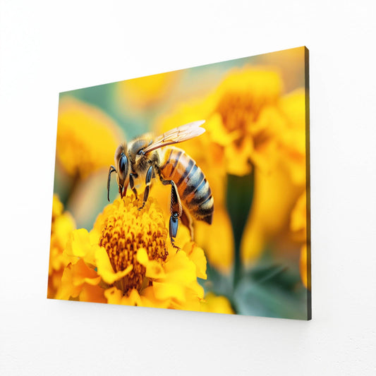 Bee On Marigold Art