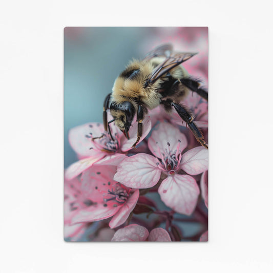 Bee On Pink Blossom Art