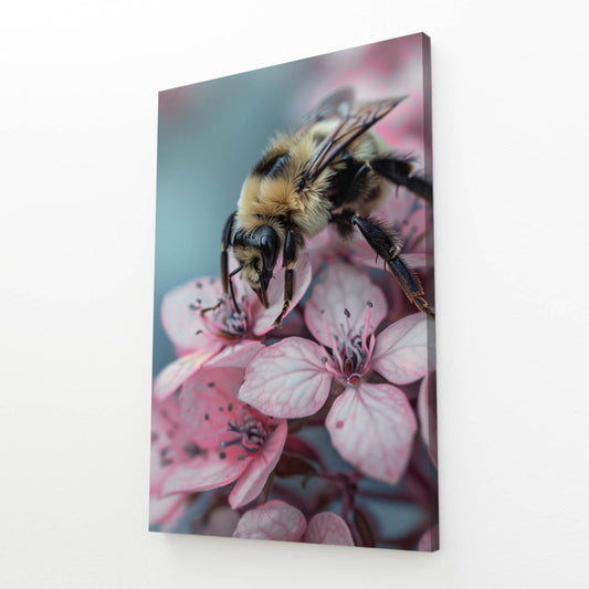 Bee On Pink Blossom Art