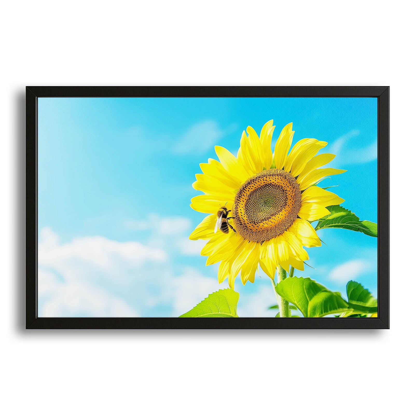 Bee On Sunflower Art – canvas print on white background