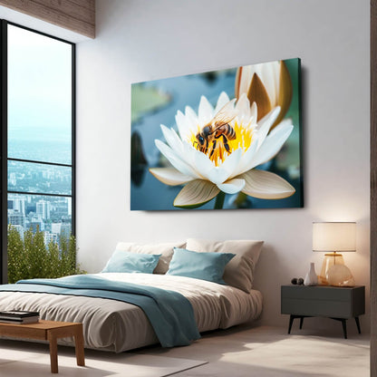Bee On Water Lily Art
