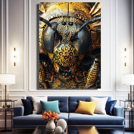 Bee Pattern Art — 3d canvas print in brown tones, view 3