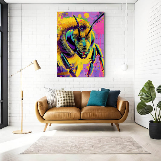 Bee Pop Art — pop art canvas print in orange tones, view 3