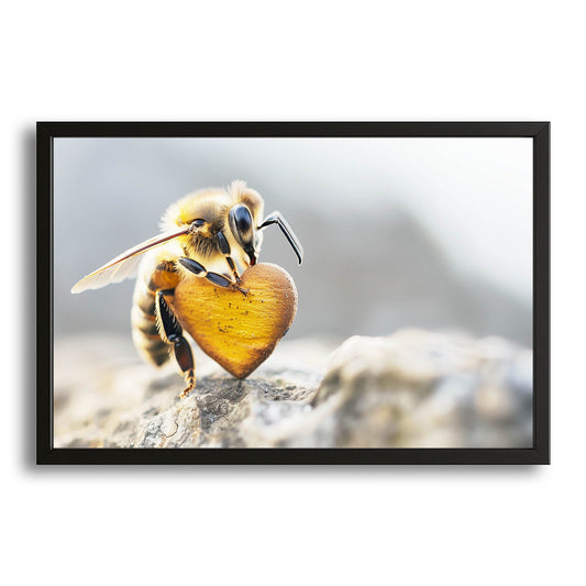 Bee With Heart Art – canvas print on white background