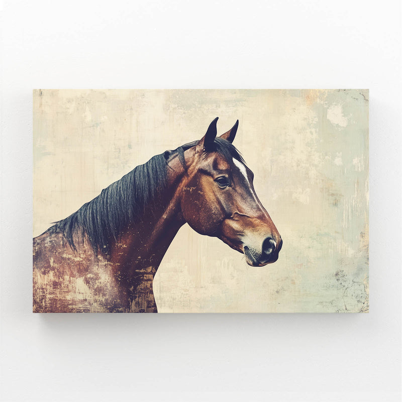 Big Brown Horse Wall Art – angled canvas view on white background