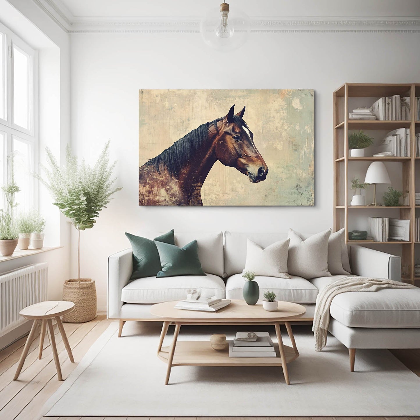 Big Brown Horse Wall Art – angled canvas view on white background