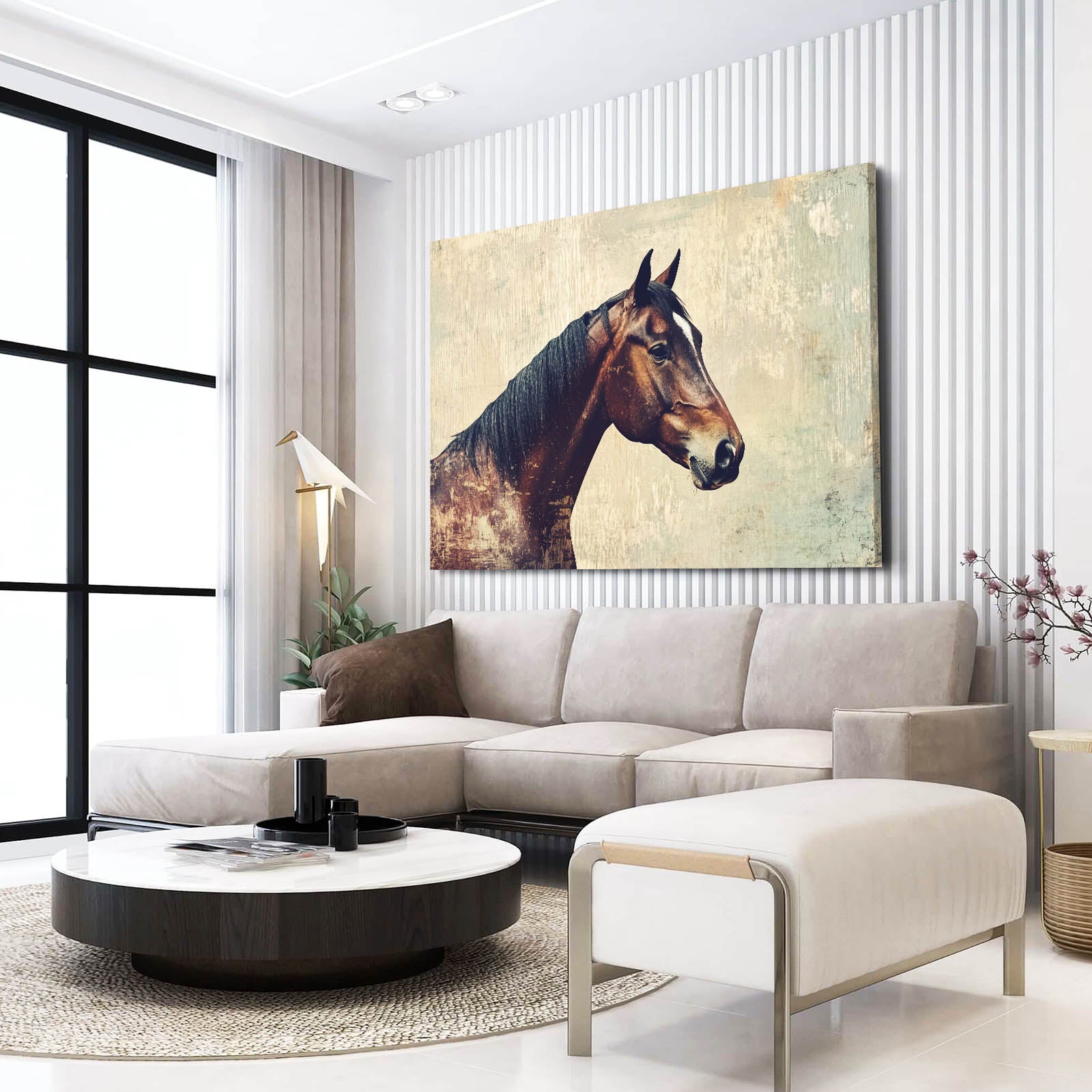 Big Brown Horse Wall Art – angled canvas view on white background