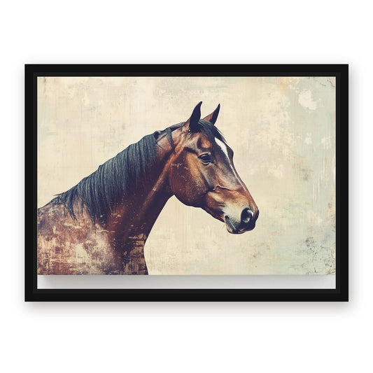 Big Brown Horse Wall Art – with Premium Black wood frame