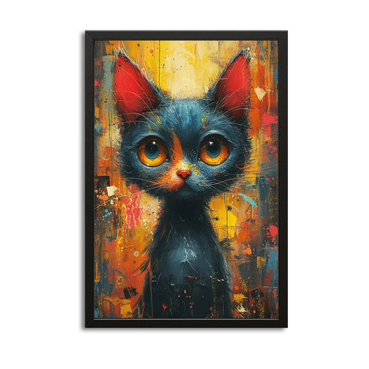 Big Eyes Cat Wall Art — cute canvas print in orange tones, canvas print on white background