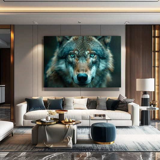 Big Wolf Art — realism canvas print in blue tones, view 3