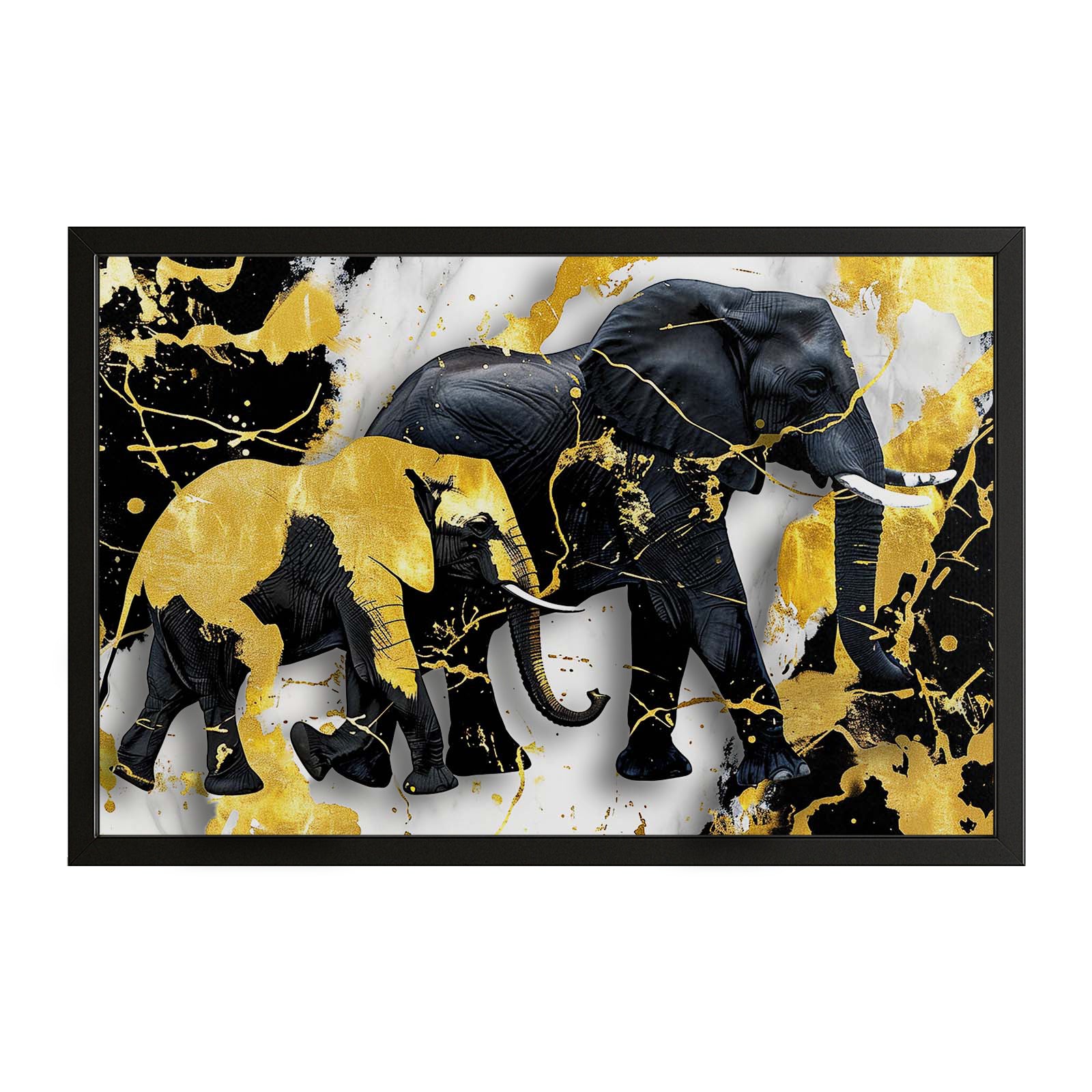 Black And Gold Elephant Art – canvas print on white background