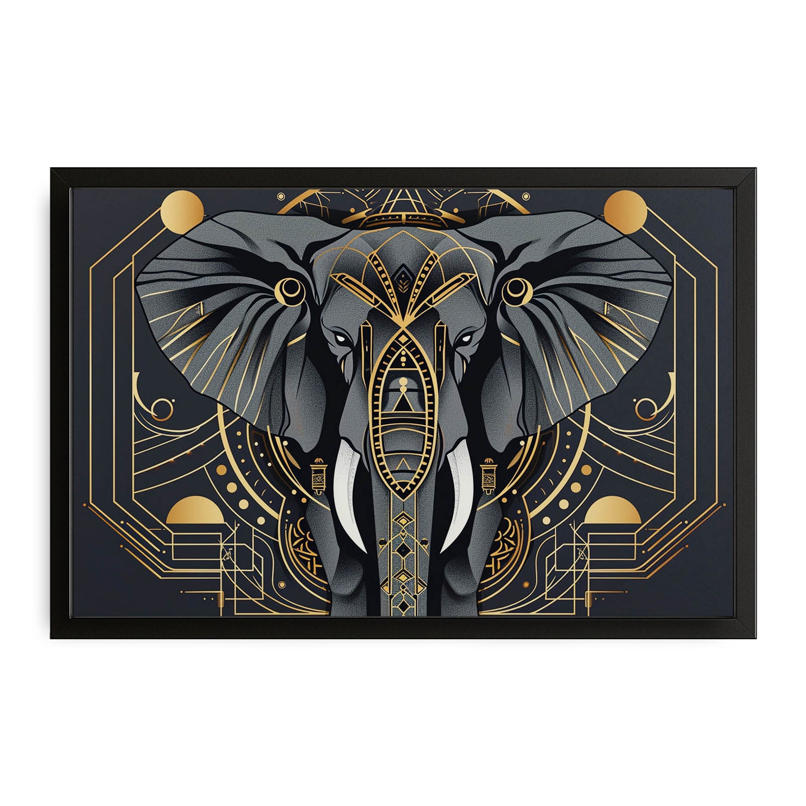 Black And Gold Elephant Wall Art – canvas print on white background