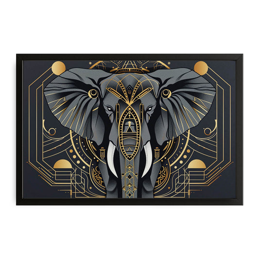 Black And Gold Elephant Wall Art – canvas print on white background