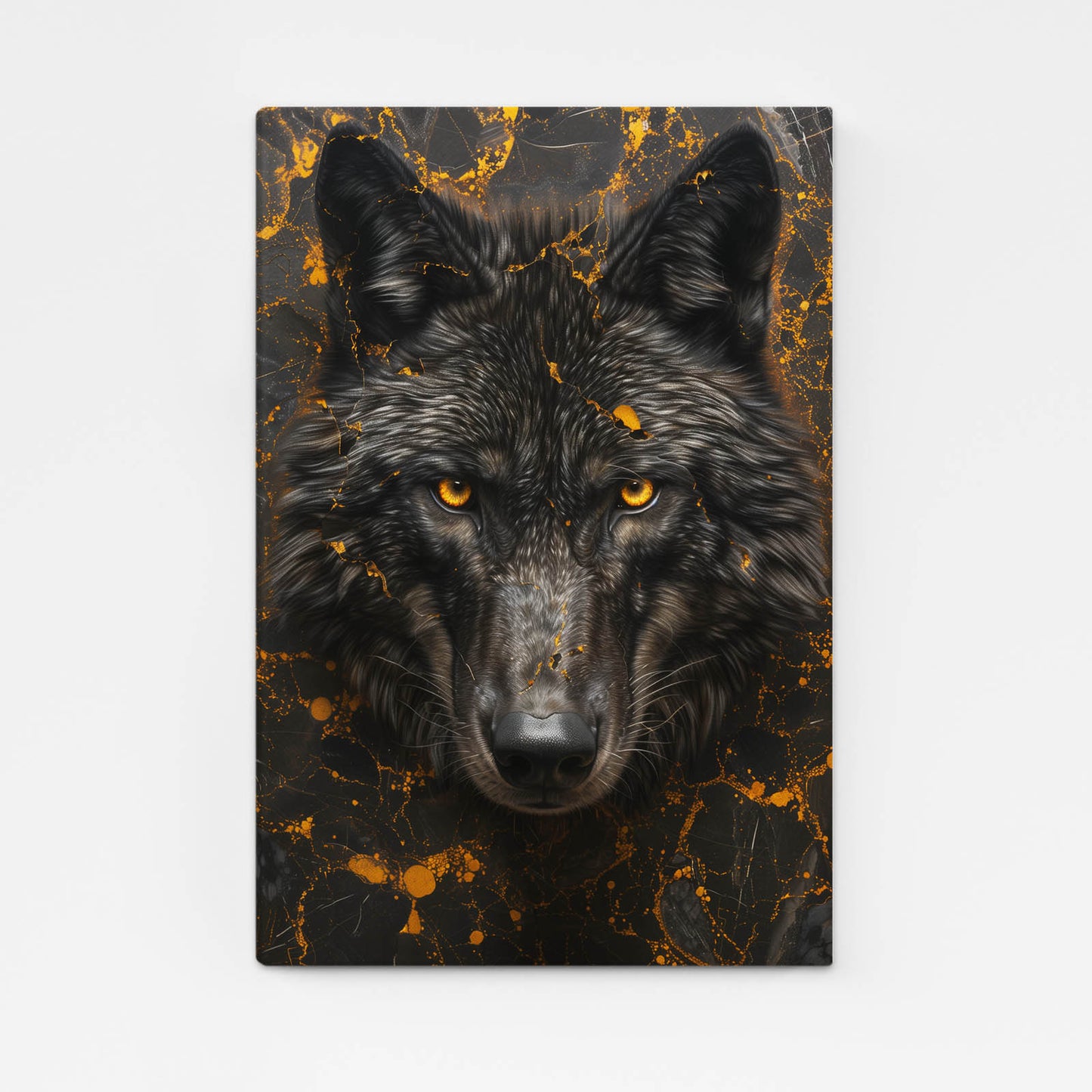 Black And Gold Wolf Art