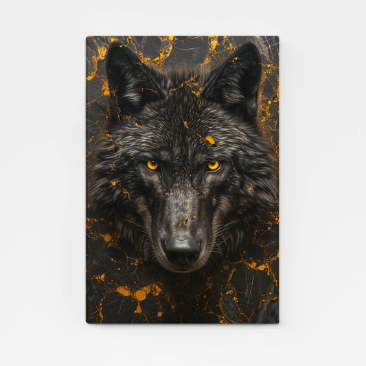Black And Gold Wolf Art