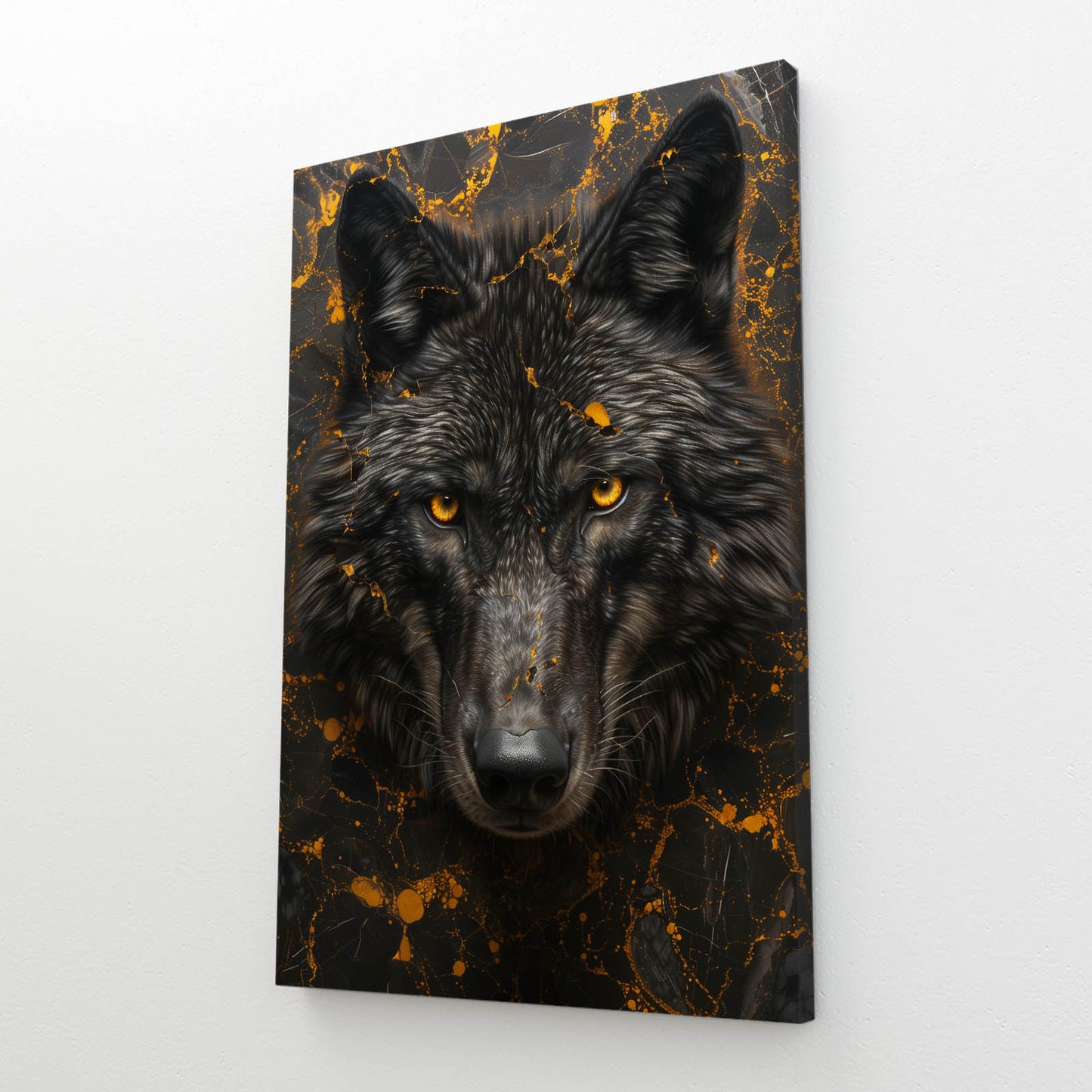 Black And Gold Wolf Art