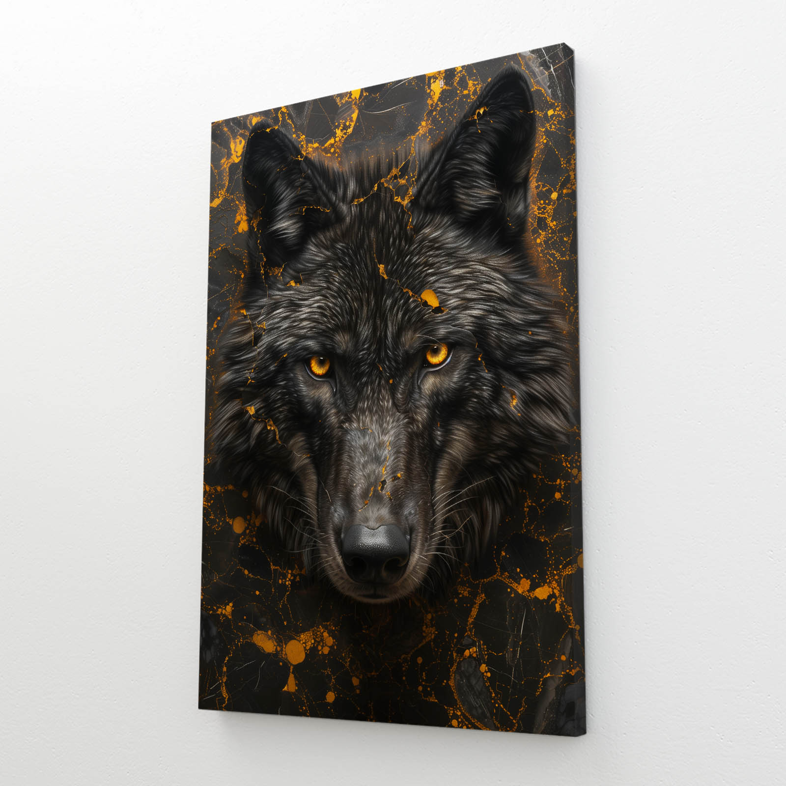 Black And Gold Wolf Art