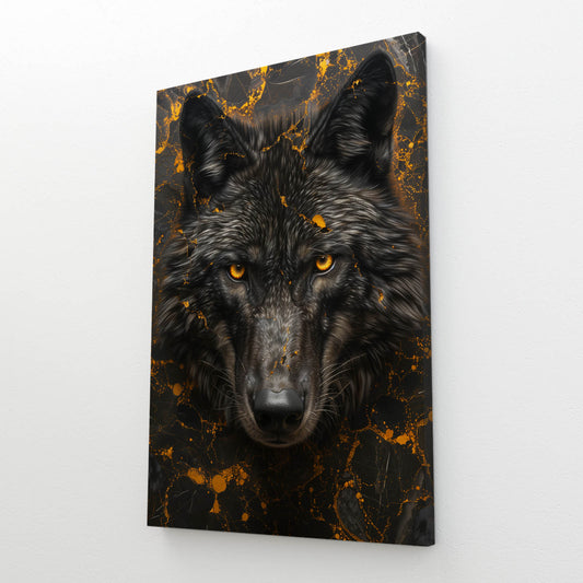 Black And Gold Wolf Art