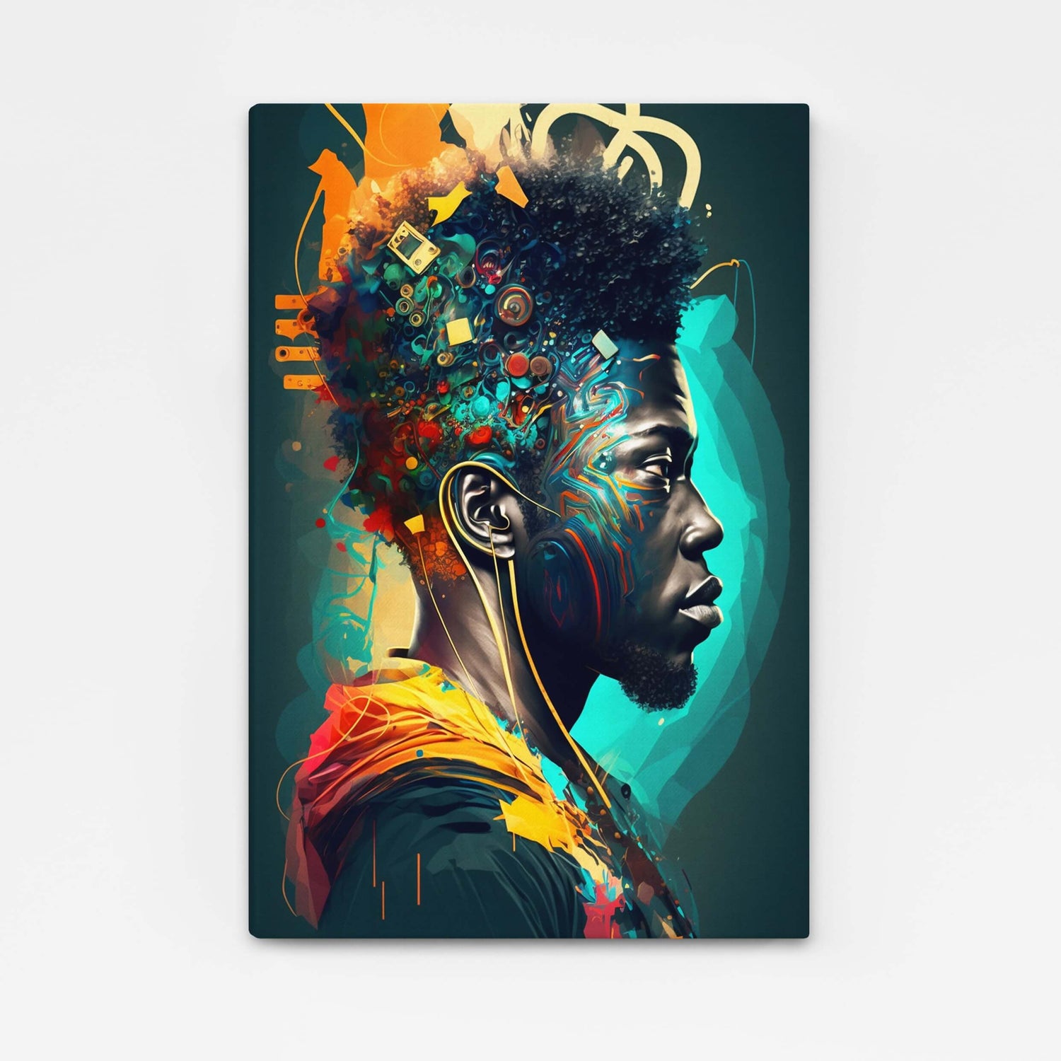 Black and White African Wall Art — abstract canvas print in blue tones