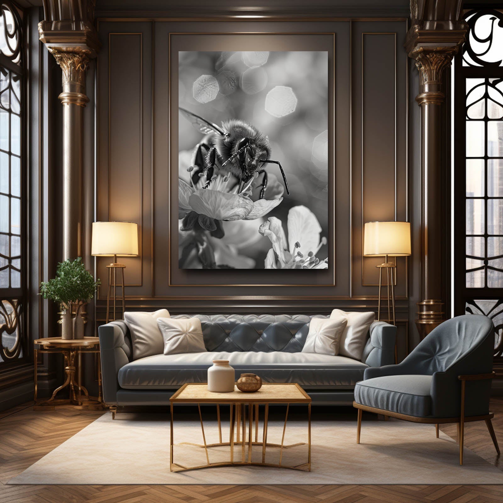 Black And White Bee Art