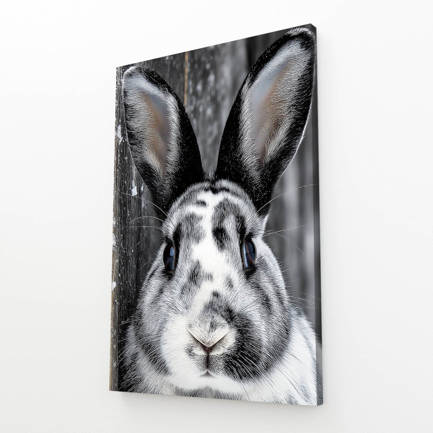 Black And White Bunny Prints – angled canvas view on white background