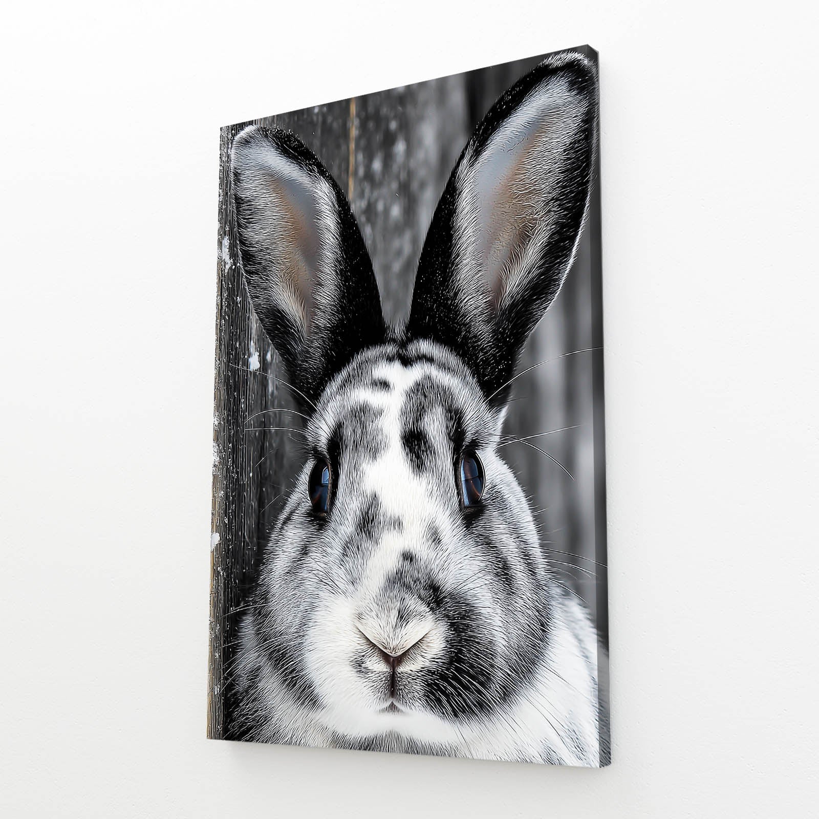 Black And White Bunny Prints – angled canvas view on white background