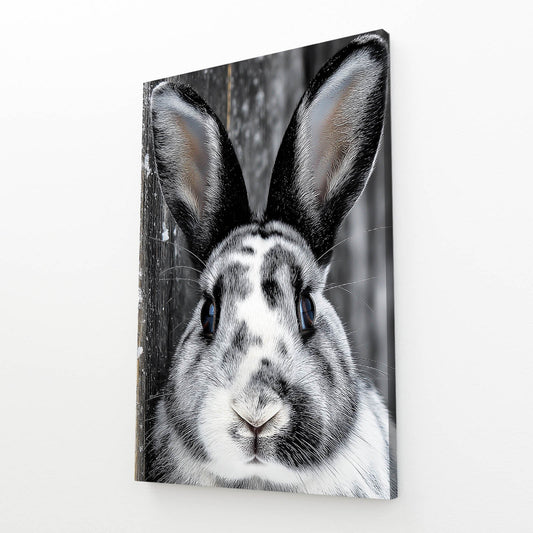 Black And White Bunny Prints – angled canvas view on white background