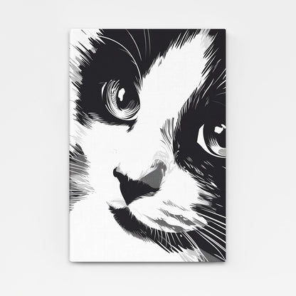 Black And White Draw Cat Art