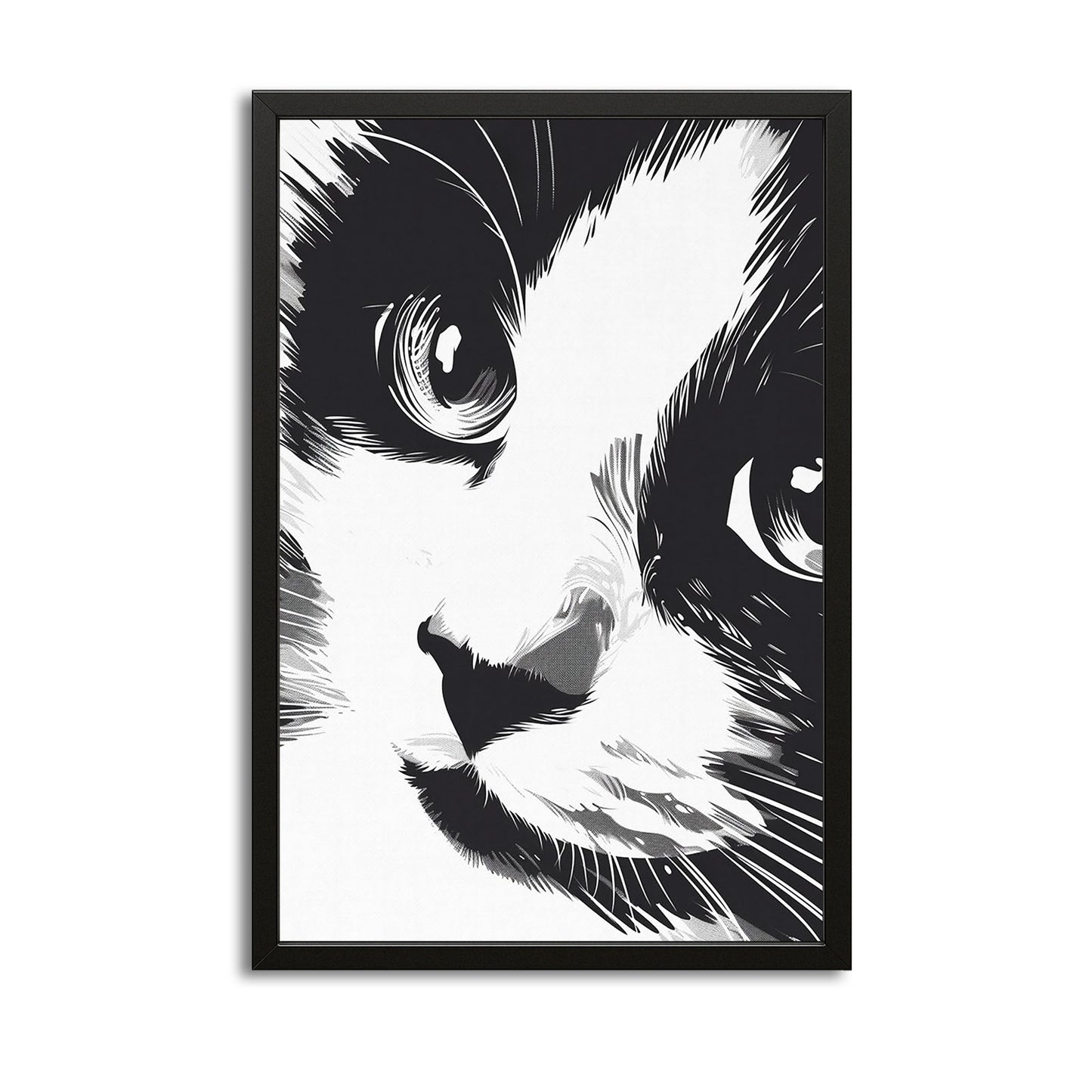 Black And White Draw Cat Art