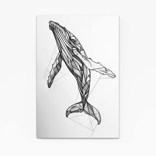 Black And White Line Whale Art