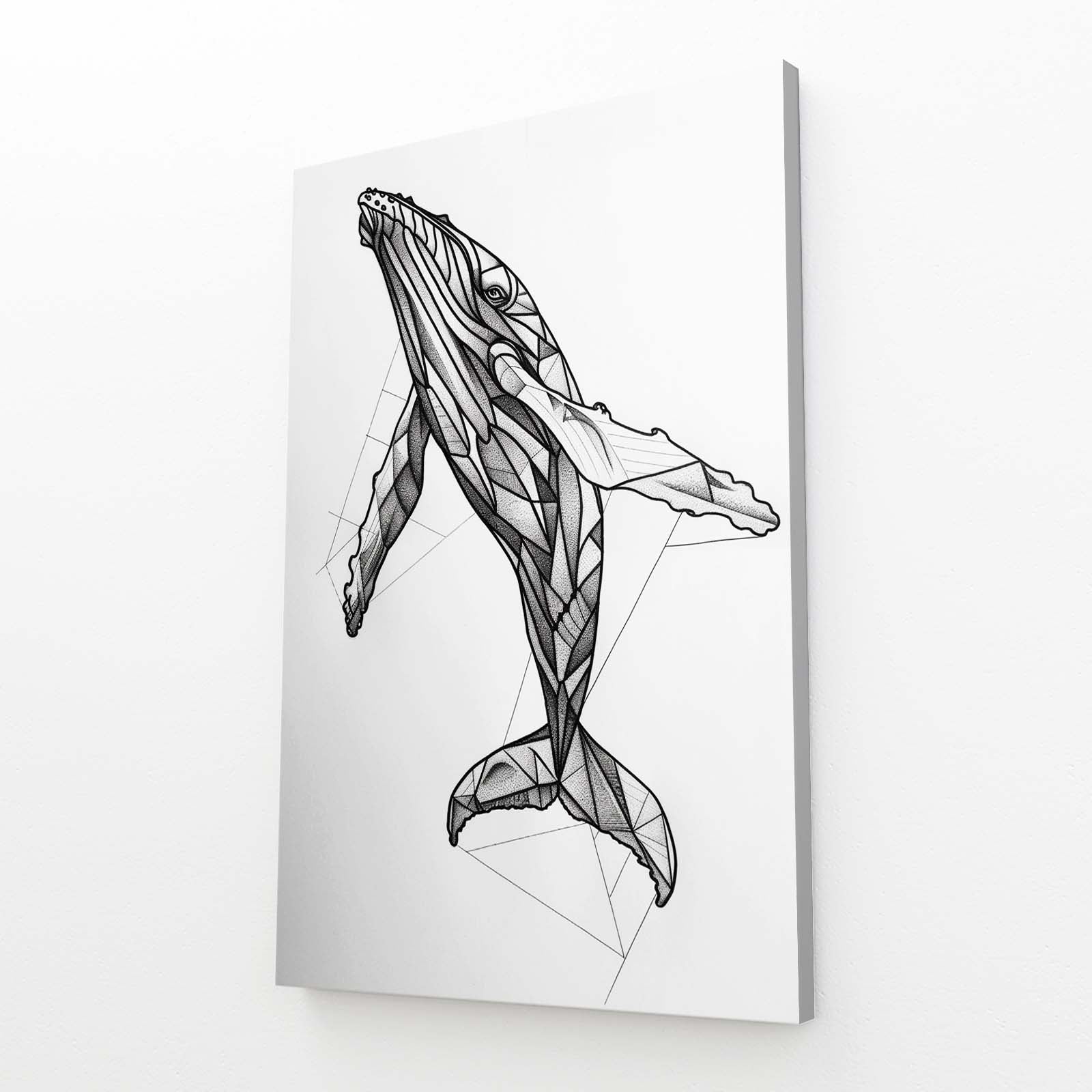 Black And White Line Whale Art