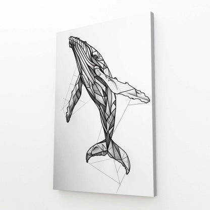 Black And White Line Whale Art