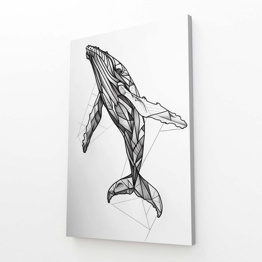 Black And White Line Whale Art