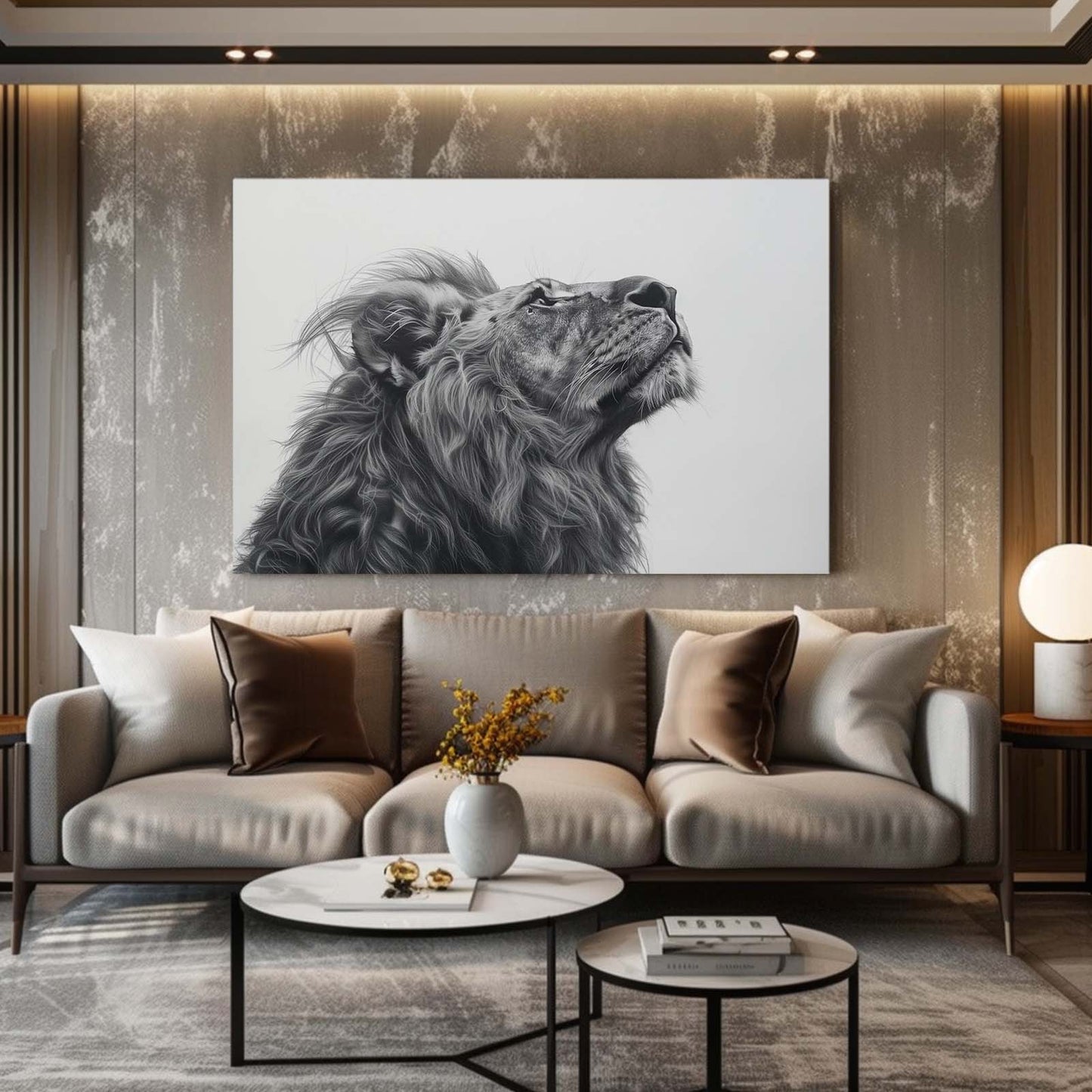 Black And White Lion Canvas Art