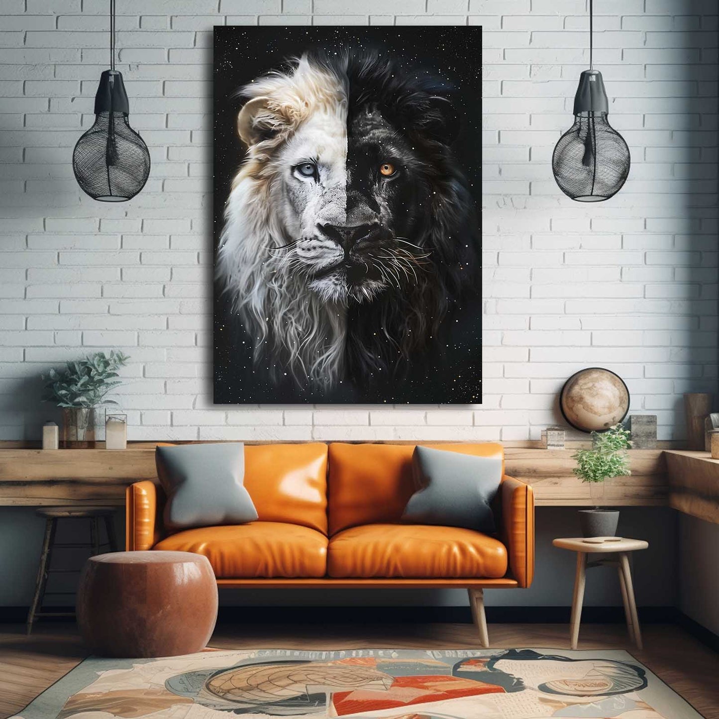 Black And White Lion Canvas